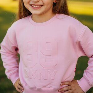Girls Pink raised DKNY logo sweater Size5